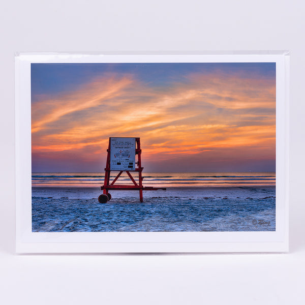Life Guard Stand on the beach photograph on greeting card