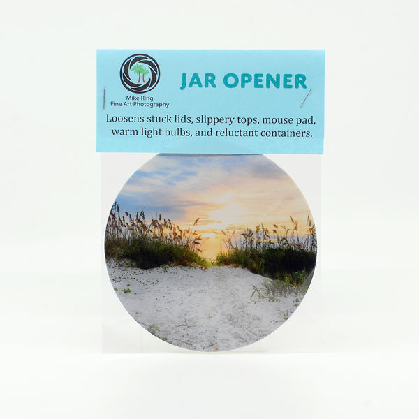 Sunrise on the beach photograph on jar opener