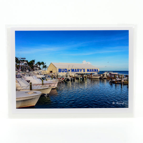 Bud and Mary's Marina in Florida Keys photograph on a greeting card