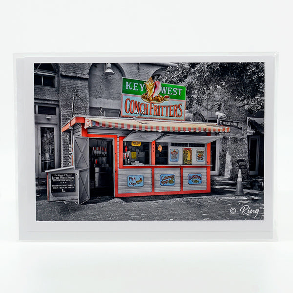 Conch Fritters Food Stand in Florida Keys photograph on a greeting card
