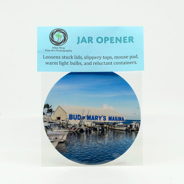 Bud and Mary's Marina in Florida Keys photograph on a jar opener