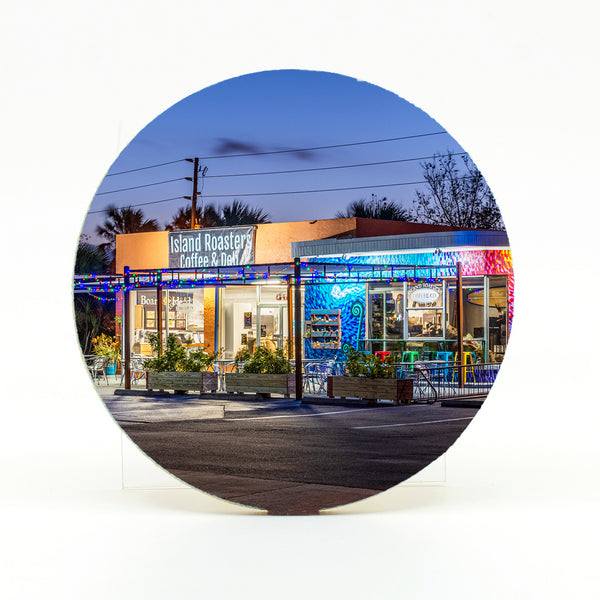Rubber Home Coaster of Island Roasters a coffee shop in New Smyrna Beach, Florida