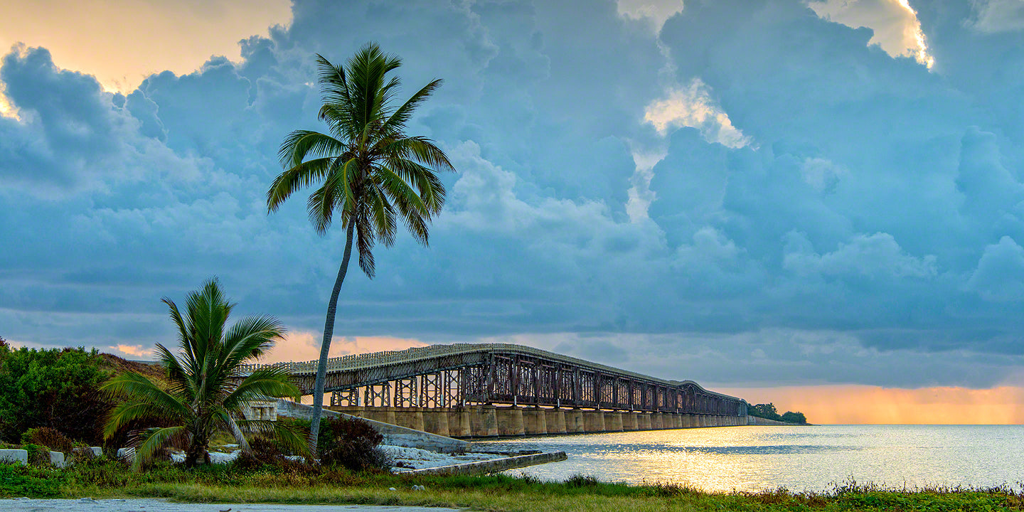 A photo of the rail road bridge that Henry Flagler built in the Florida Keys