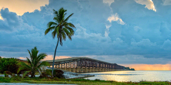 A photo of the rail road bridge that Henry Flagler built in the Florida Keys