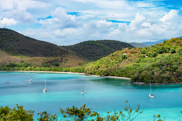 Birds eye view photo of Maho Bay on St. John Island
