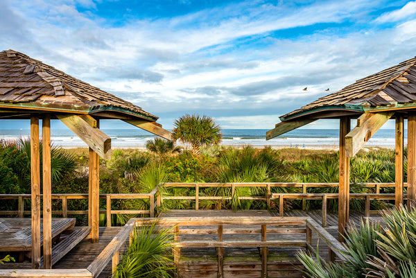 A photo of the pavilions at North Beach Community Park