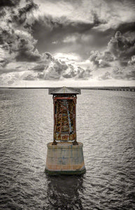 A photo of the old railroad bridge crossing Bahia Honda channel in the lower Florida Keys