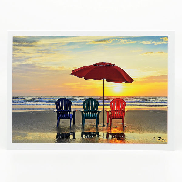 Beachside Chairs photograph on a greeting card