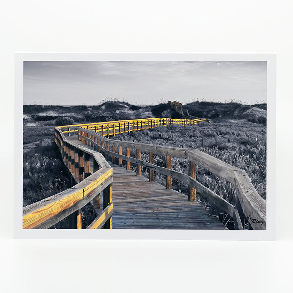 Boardwalk to the beach photograph on a greeting card