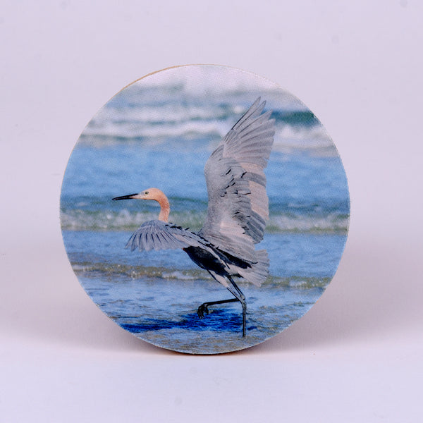 Reddish Egret Photograph on a round rubber home coaster