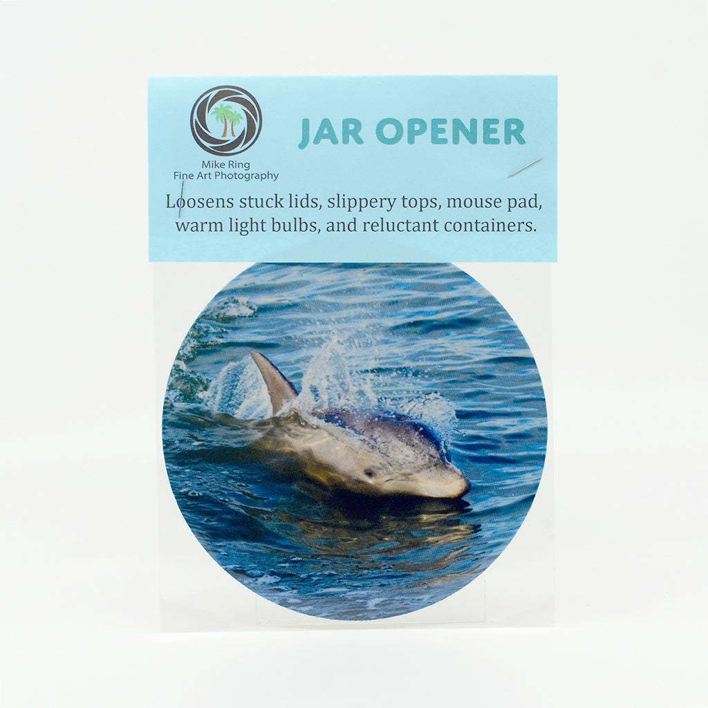 Dolphin swimming in the lagoon photograph on a jar opener