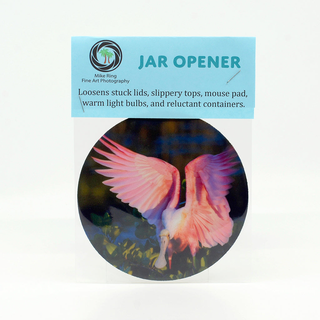 Roseate Spoonbill photograph on a jar opener