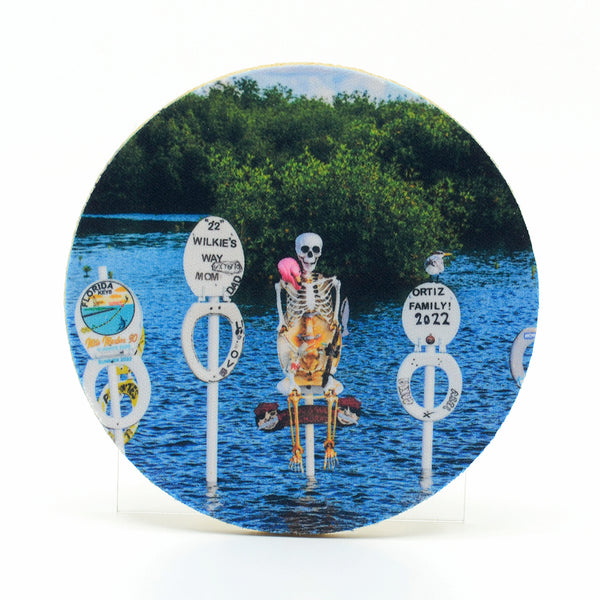 Crapper Creek in Florida Keys photograph on a round rubber home coaster
