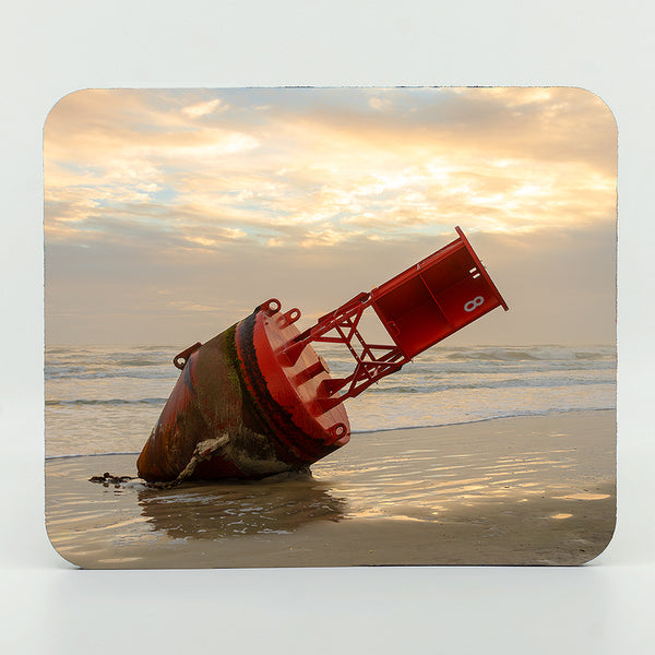 Red Buoy on the shore photograph on a mouse pad