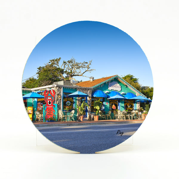Round Rubber Coaster of Cafe Heavenly Restaurant in New Smyrna Beach, Florida