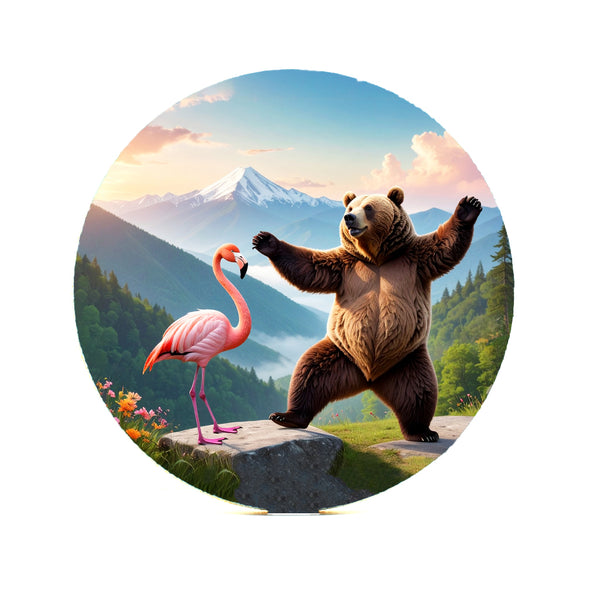 Dancing Bear with Flamingo Gifts