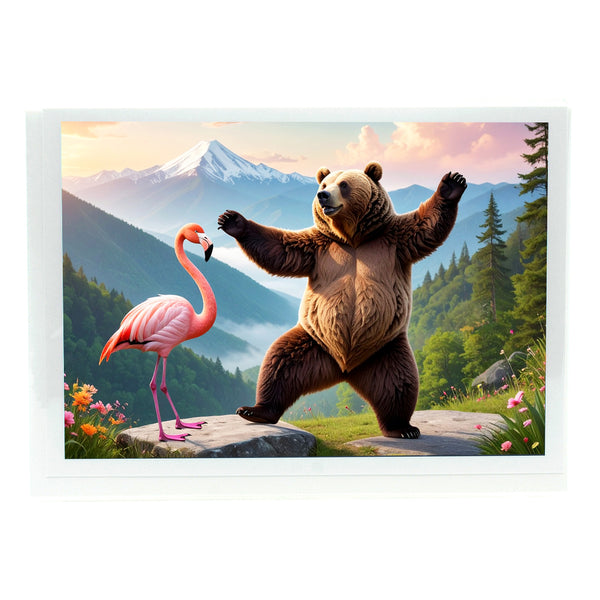 Dancing Bear with Flamingo Gifts