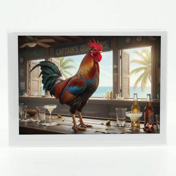 Key West Rooster in Bar 2 Gifts