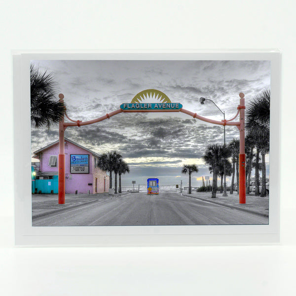 Flagler Avenue Beach Entrance in New Smyrna Beach, Florida on a Greeting Card