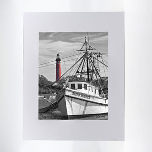 Ponce Inlet Lighthouse with shrimp boat-Miss Hazel photography artwork