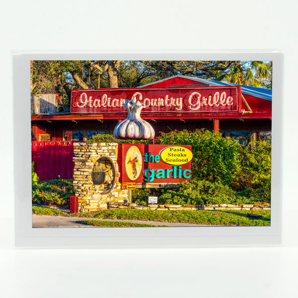 Greeting Card of The Garlic Restaurant in New Smyrna Beach, Florida