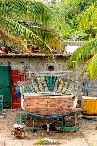 A photo of a rustic boat in a boat yard in Cojimar, Cuba