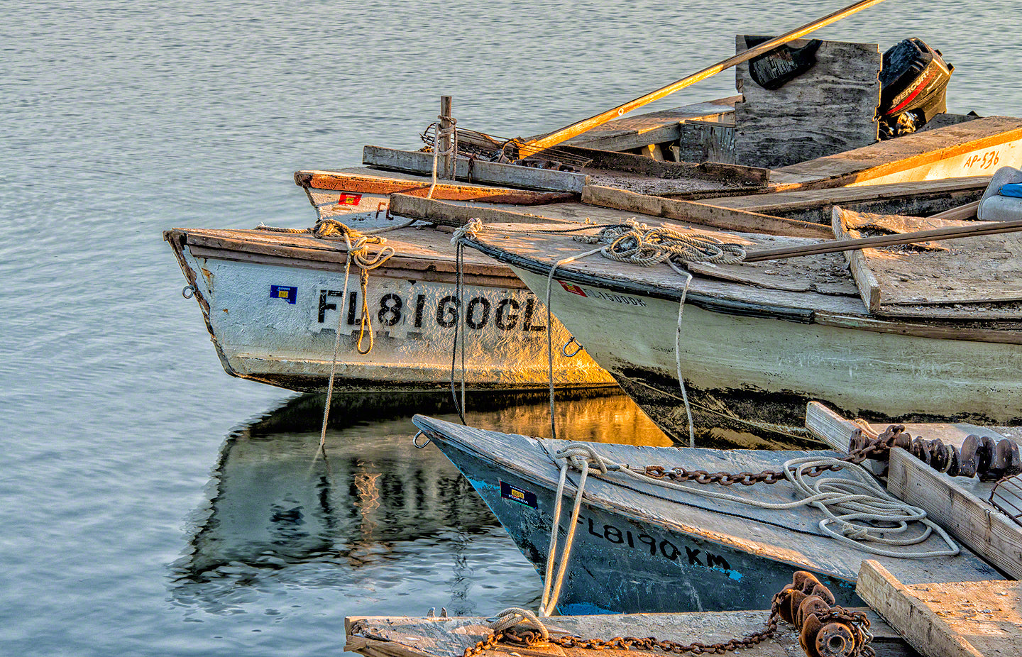 A photo of a group of oyster boats