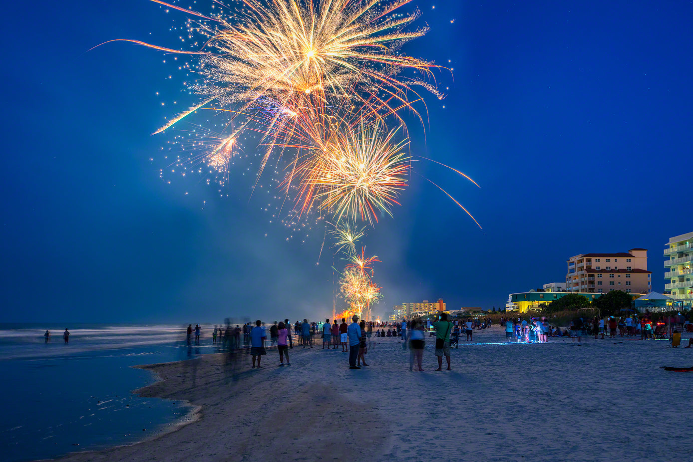 A photo of fireworks on New Smyrna Beach