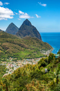 A photo of the beautiful Piton Mountains in St. Lucia