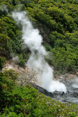 A photo of steam seeping out of the Volcano Soufreire in St. Lucia