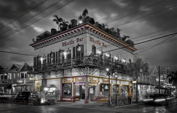 A photo of the Famous Whistle Bar at night in Key West, Florida
