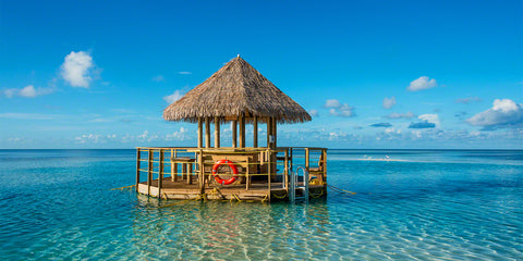 A photo of a floating bar on Coco Cay in the Bahamas