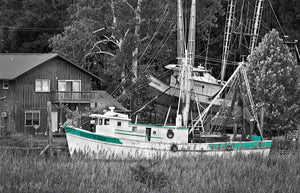 A Landscape Fine Art Photograph by Mike Ring of a shrimp Boat in Darien Georgia.  